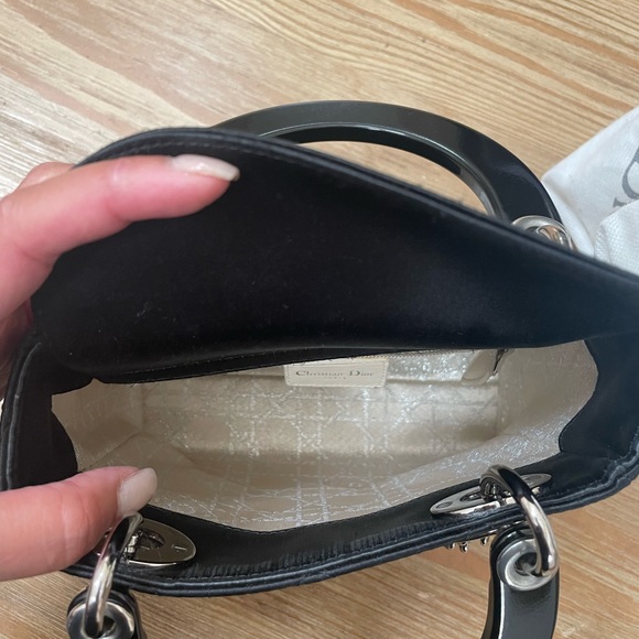 SOLD Lady Dior Mini Satin Bag Silver Hardware - Picture 10 of 13